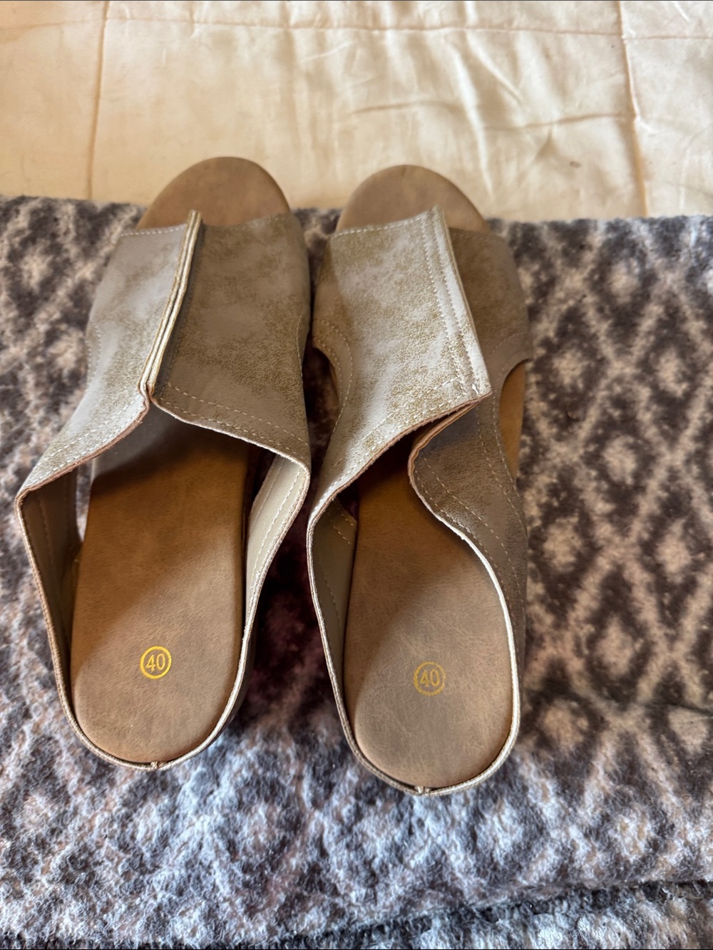 SHEIN Taupe Slip-On Open-Toe Mules